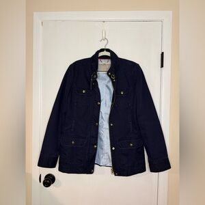 Navy Blue Banana Republic Jacket with Gold Accents